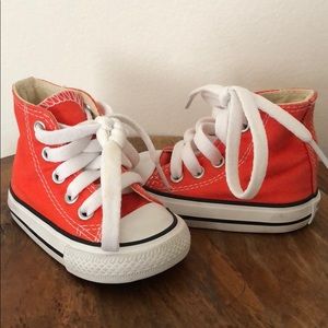 Orange toddler high top converse